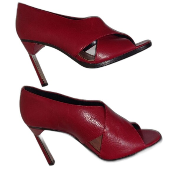 DEREK LAM Women's Leather Trey Stiletto 4" Heel Lipstick Red Size 7.5B EUC - Picture 3 of 16